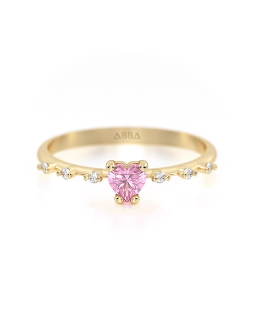 Anillo con gema "de (si aplica)" corazón abba joyas sin familia sin temática 14 k "de" oro zirconia