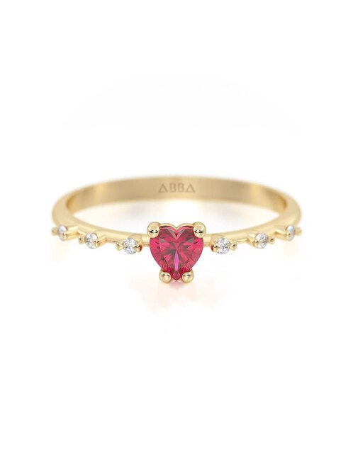 Anillo con gema "de (si aplica)" corazón abba joyas sin familia  sin temática 10 k "de" oro zirconia