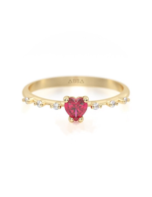 Anillo con gema "de (si aplica)" corazón abba joyas sin familia sin temática 14 k "de" oro zirconia