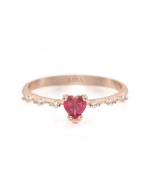 Anillo con gema de corazón 14 k de oro zirconia brillante 1