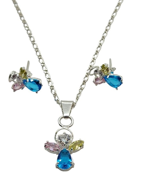 Aretes y collar de angel Limerence by Claudia Herrera Angel de plata P925 zirconia