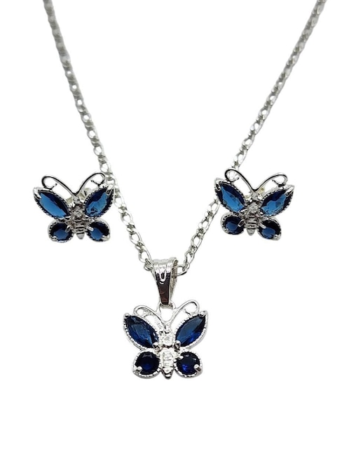 Aretes y collar de mariposa Limerence by Claudia Herrera Insecto de plata P925 zirconia