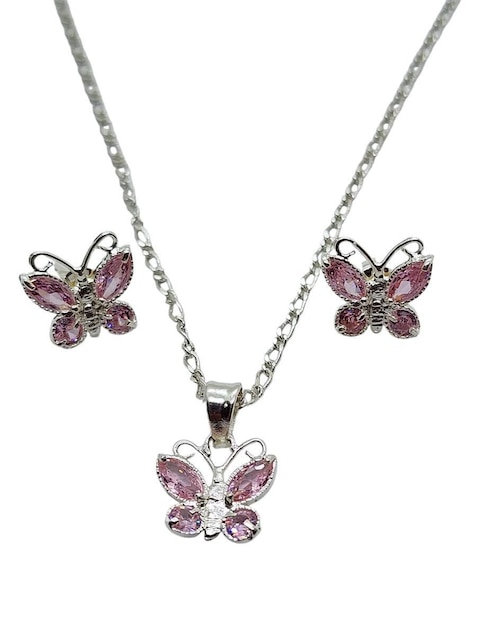 Aretes y collar de mariposa Limerence by Claudia Herrera Insecto de plata P925 zirconia