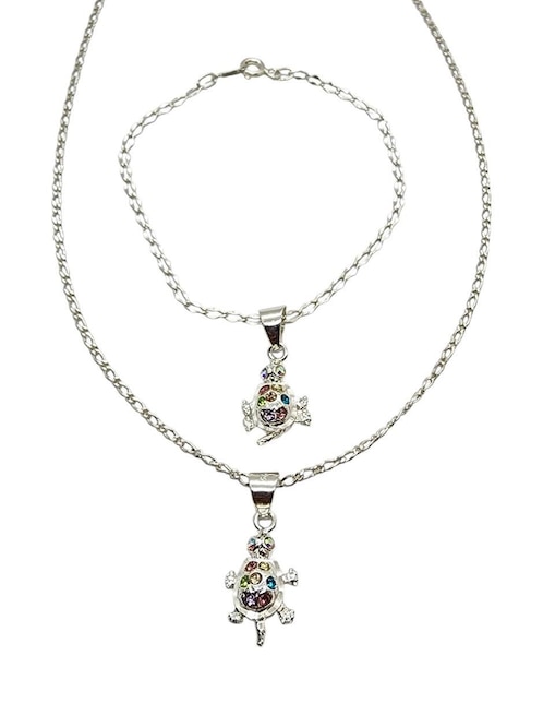 Collar y pulsera de tortuga Limerence by Claudia Herrera Reptil Marino de plata P925 zirconia