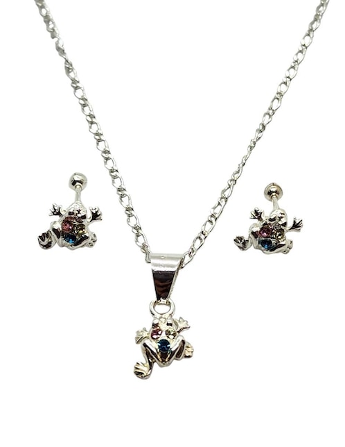 Aretes y collar de rana Limerence by Claudia Herrera Anfibio de plata P925 zirconia