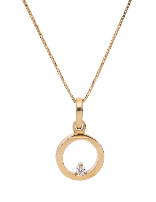 Colgante Y Dije circular de oro 14 K circonita 1