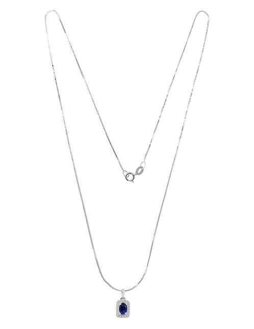 Collar con dije cuadrado Carre de oro blanco 14 K 1