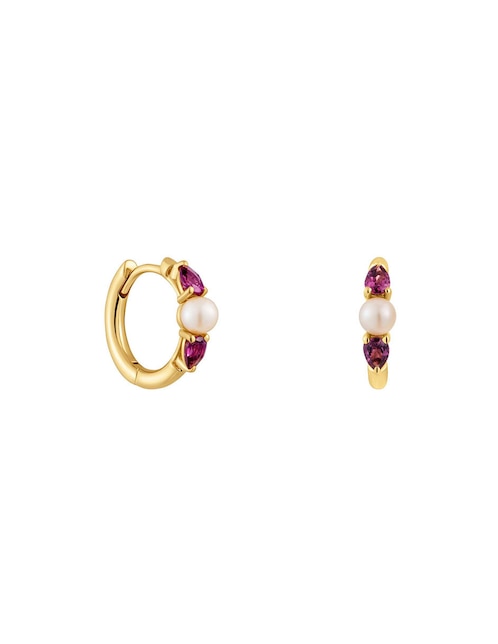 Aretes de aro Tous Ivette de oro blanco con acabado brillante perla