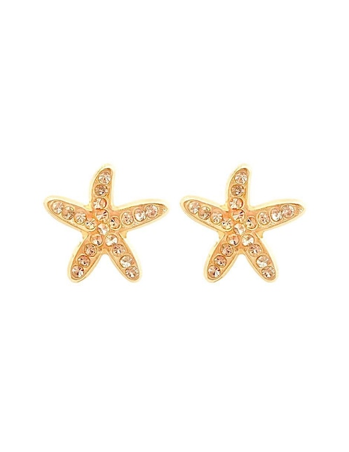 Broqueles de estrella mar Mancini de oro con acabado brillante zirconia