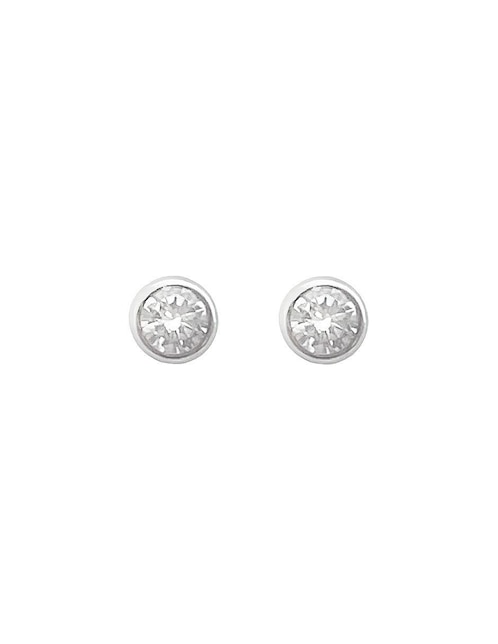 Broqueles redondos Mancini de oro blanco con acabado brillante zirconia