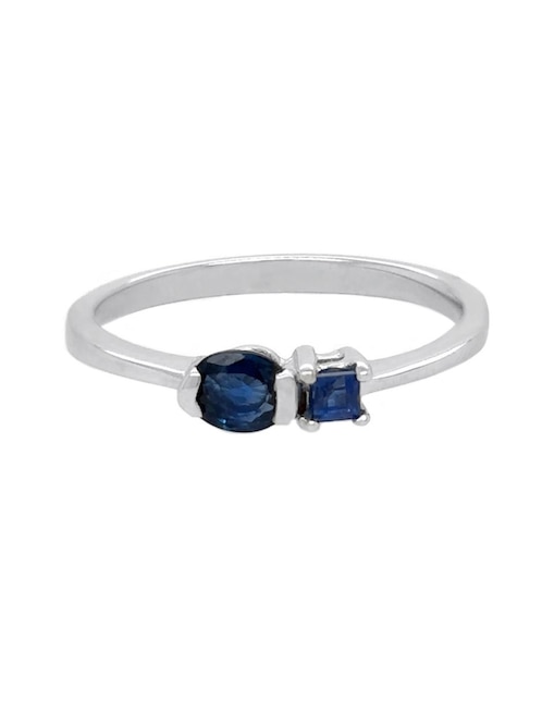 Anillo Idc 14 k de oro blanco zafiro brillante