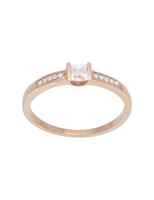 Anillo 10 k de oro rosa zirconia brillante 1