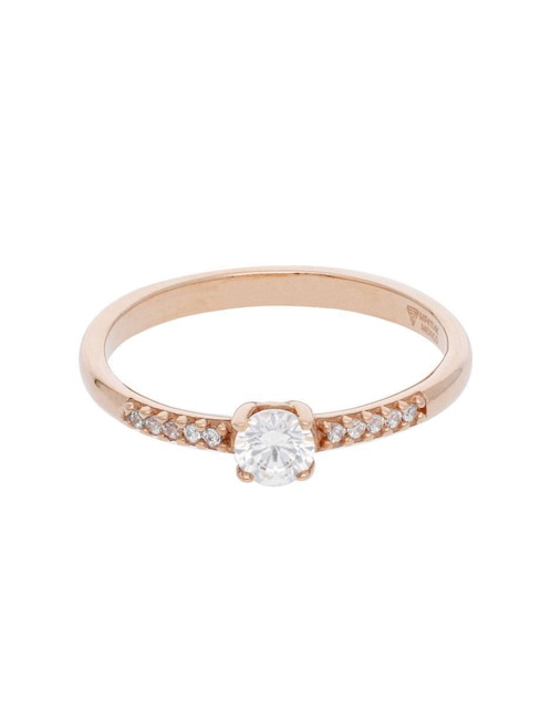 Anillo 10 k de oro blanco zirconia brillante 1