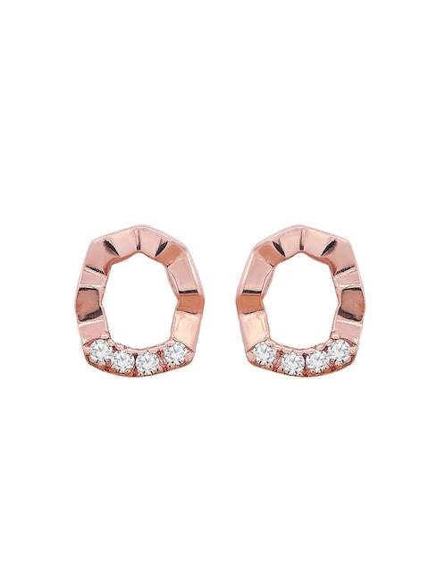 Aretes hexagonales de oro con acabado espejo diamante 1