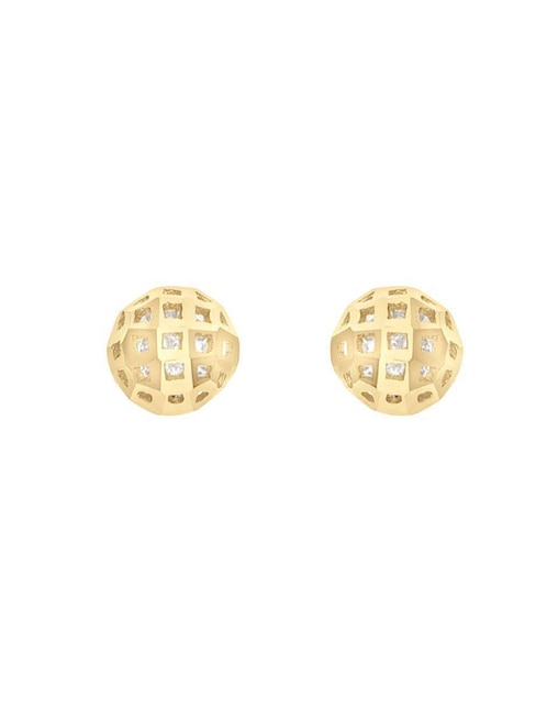 Broqueles circulares Joyerías Bizzarro de oro amarillo 10 K con acabado brillante zirconia