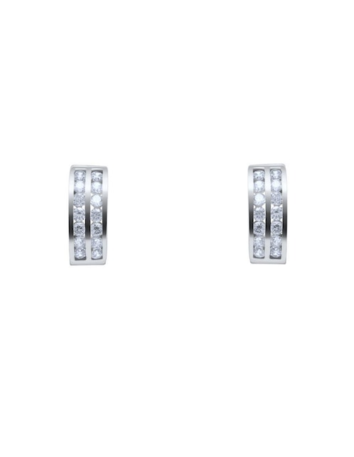 Arracadas Joyerías Bizzarro de oro blanco con acabado brillante zirconia