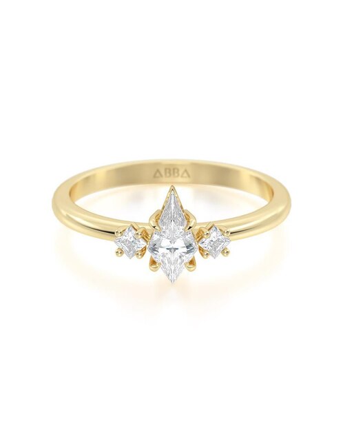 Anillo de compromiso de oro 14 K zirconia