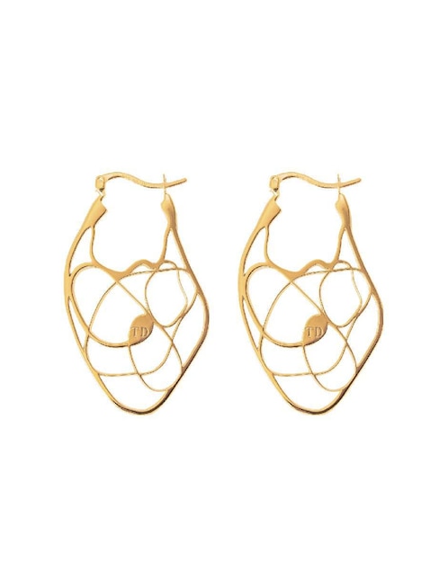 Aretes circulares Flowing With Nature de plata P 925 con acabado baño de oro 1