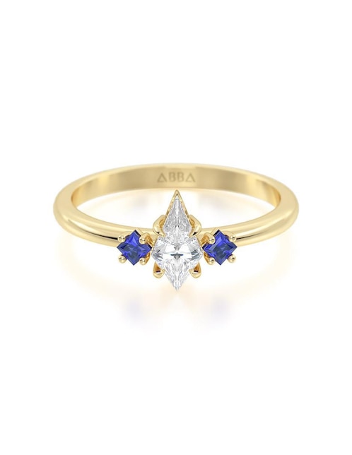 Anillo de compromiso "de" oro 14 k abba joyas sin familia zirconia