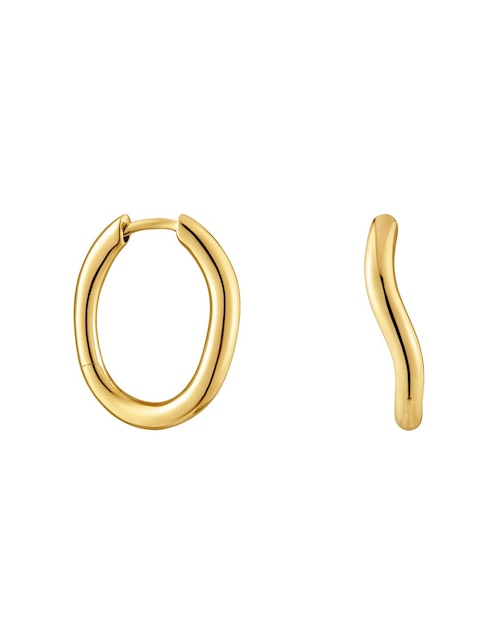 Aretes de aro circulares Tous New Hav de oro con acabado brillante