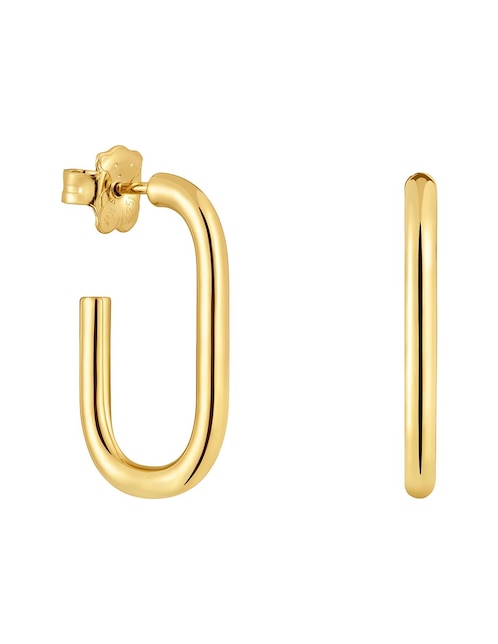Aretes de aro ovalados Tous de plata P 925 con acabado baño de oro