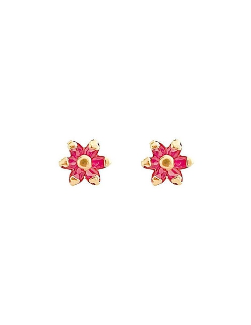 Broqueles de flor Mancini de oro con acabado brillante zirconia
