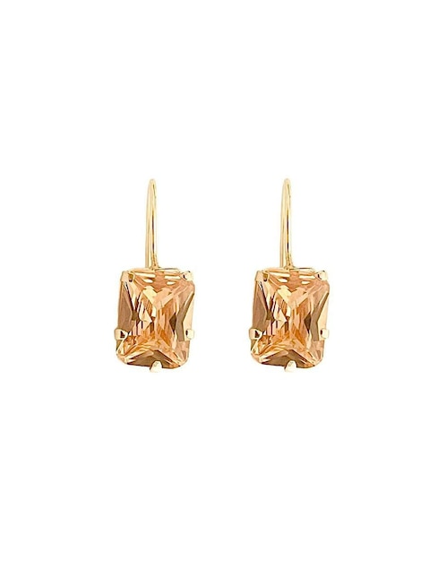 Aretes rectangulares Mancini de oro con acabado brillante zirconia