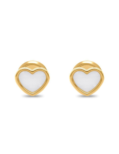 Broqueles de corazón Joyerías Bizzarro de oro con acabado brillante