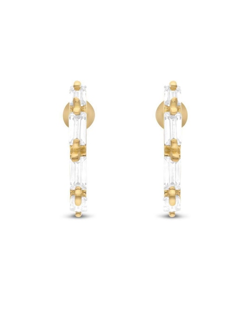 Arracadas Joyerías Bizzarro de oro amarillo 10 K con acabado brillante zirconia