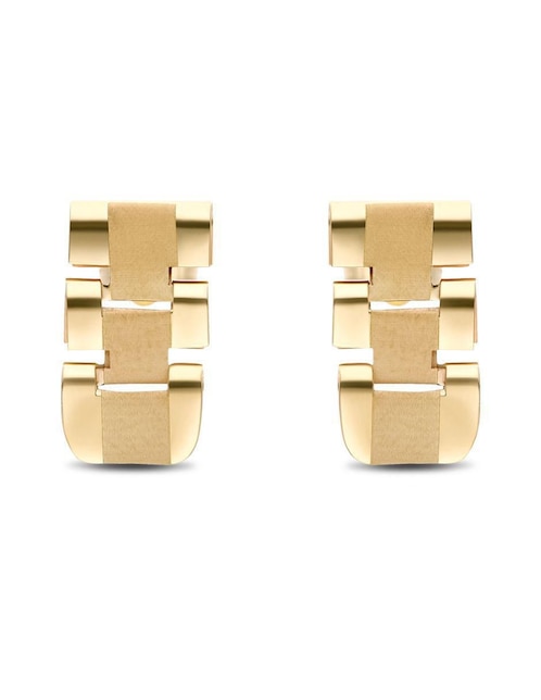 Set de aretes de eslabones Joyerías Bizzarro de oro con acabado brillante