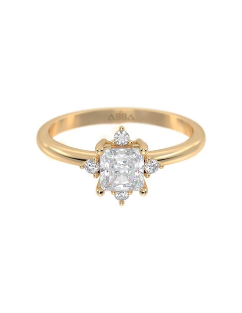 Anillo de compromiso "de" oro 10 k abba joyas sin familia zirconia
