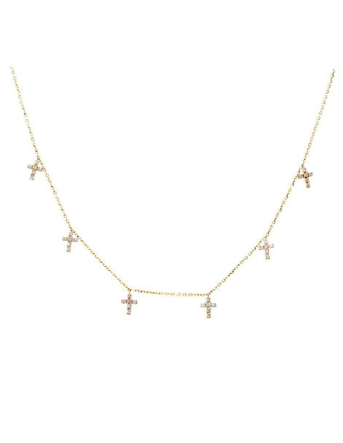 Gargantilla de cruz de oro amarillo 14 K 1