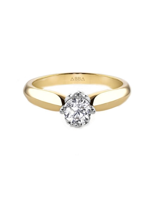 Anillo de compromiso de oro 10 k Abba Joyas zirconia
