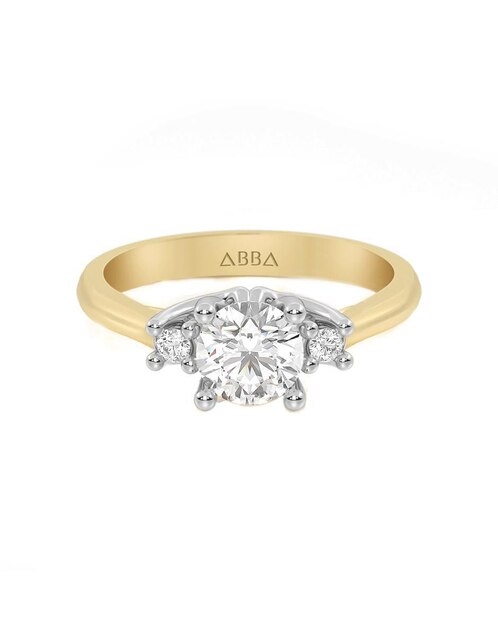 Anillo de compromiso de oro 14 K zirconia