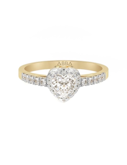 Anillo de compromiso de oro 10 k Abba Joyas zirconia