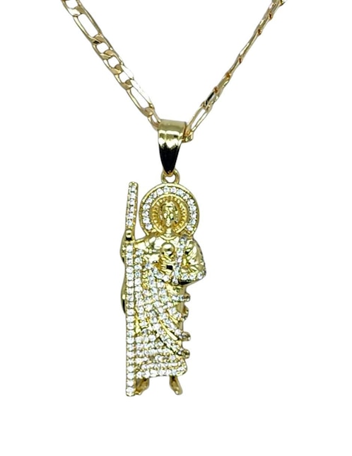 Collar con dije san judas tadeo Limerence By Claudia Herrera de oro laminado 14 K