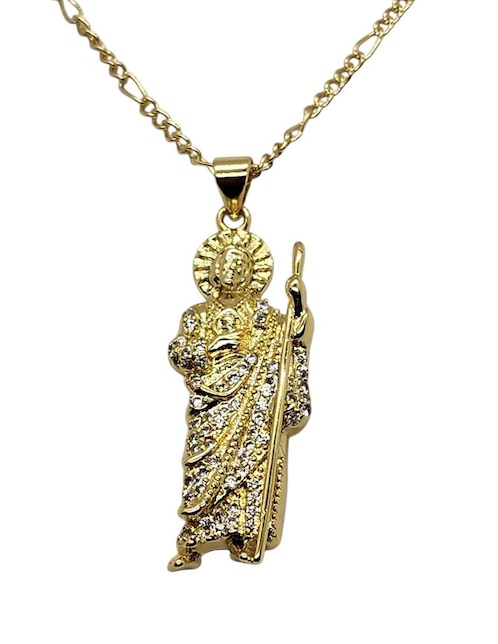 Collar con dije san judas tadeo Limerence By Claudia Herrera Santos de oro laminado 14 K