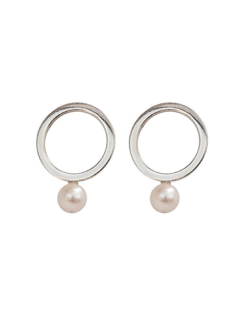 Aretes de aro circulares Teresa Díaz Joyería Mexicana Somos Uno de plata P 925 con acabado pavé perla
