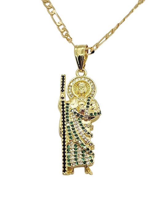 Collar con dije san judas tadeo Limerence By Claudia Herrera de oro laminado 14 K