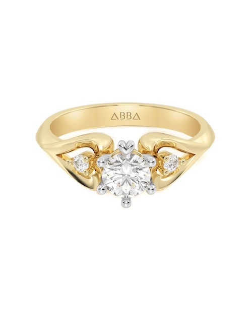 Anillo de compromiso de oro 14 k Abba Joyas zirconia