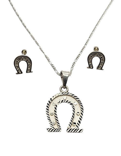 Aretes y collar de herradura Limerence By Claudia Herrera suérte de plata P.925