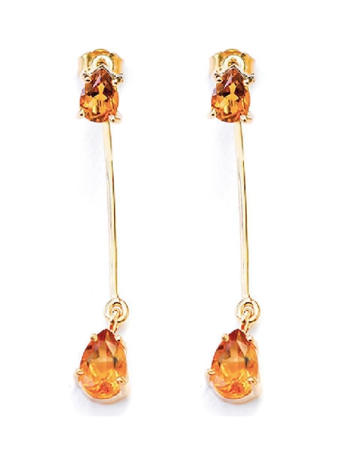 Aretes de pera Teresa Díaz Joyería Mexicana Destellos De La Tierra de plata P 925 con acabado baño de oro citrina