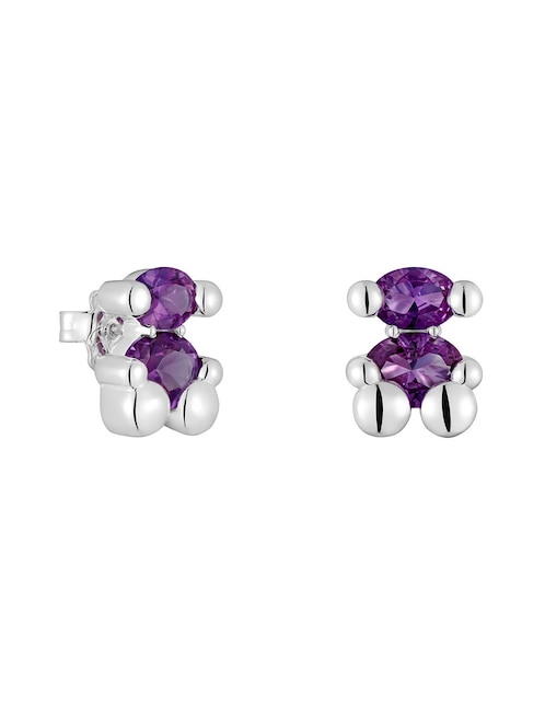 Aretes de oso Tous de plata P 925 con acabado brillante zafiro