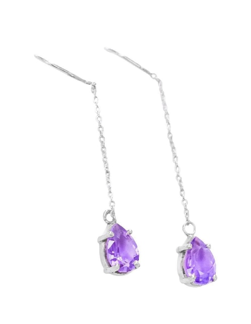 Aretes de pera Teresa Díaz Joyería Mexicana Destellos De La Tierra de plata P 925 con acabado plateado amatista