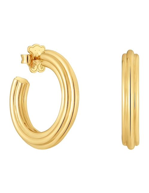 Aretes de aro circulares Tous 1950 de plata P 925 con acabado baño de oro