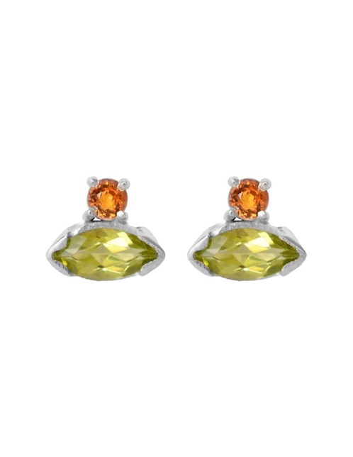 Aretes de rombo Teresa Díaz Joyería Mexicana Destellos De La Tierra de plata P 925 con acabado plateado peridoto