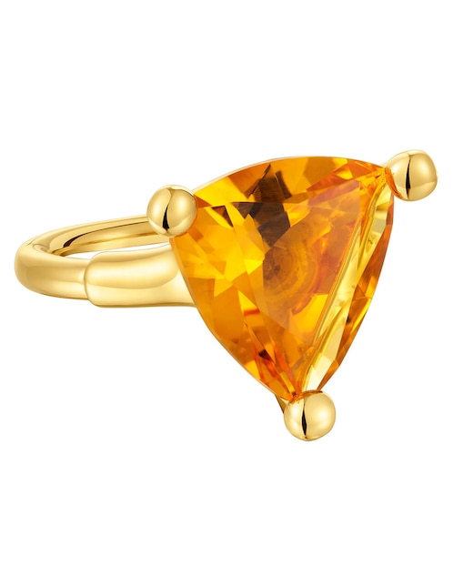 Anillo con gema triangular Tous Color Lab de plata P 925 citrina con acabado baño de oro