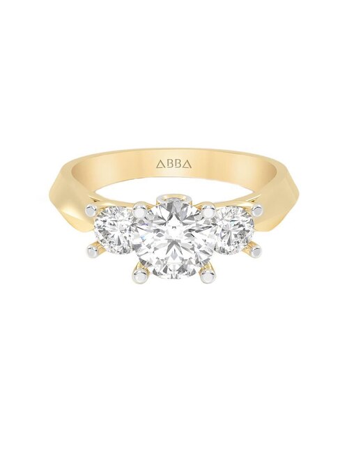 Anillo de compromiso de oro 14 K zirconia