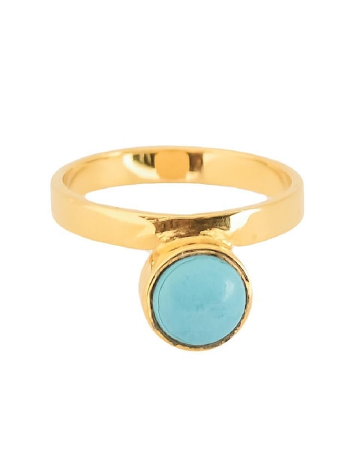 Anillo con gema Teresa Díaz Joyería Mexicana Destellos de la Tierra de plata P 925 turquesa con acabado baño de oro