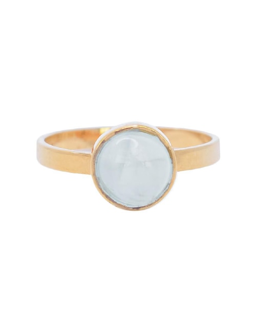 Anillo con gema Teresa Díaz Joyería Mexicana Destellos de la Tierra de plata P 925 aguamarina con acabado baño de oro